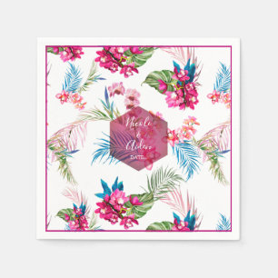 Serviette En Papier PixDezines Orchidée Isle, Orchidée rose + Feuillag