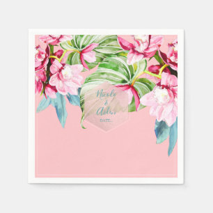 Serviette En Papier PixDezines Orchidée rose+Palms Mariage tropical