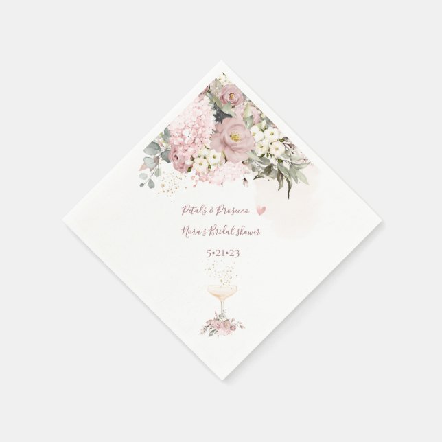Serviette En Papier PixDezines Rose Poussiéreux avec Verre à Champagne (Coin)