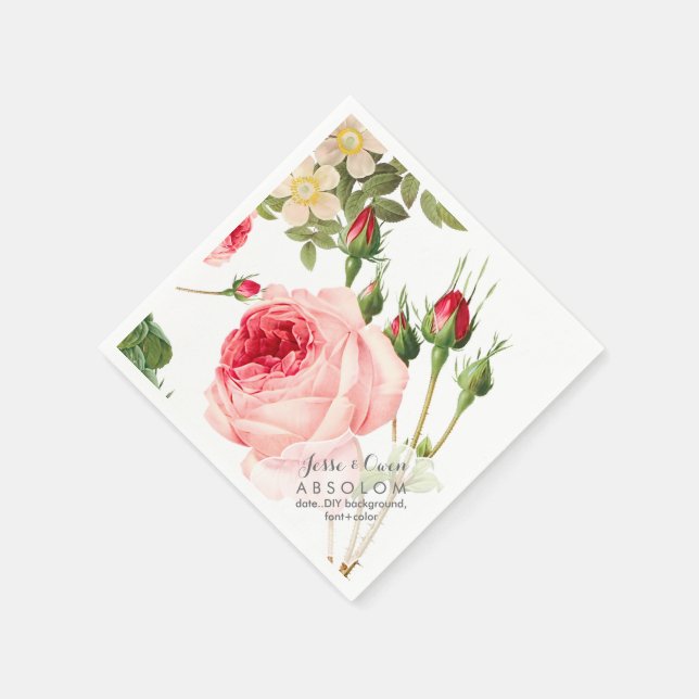 Serviette En Papier PixDezines Roses Vintages/Art Botanique (Coin)