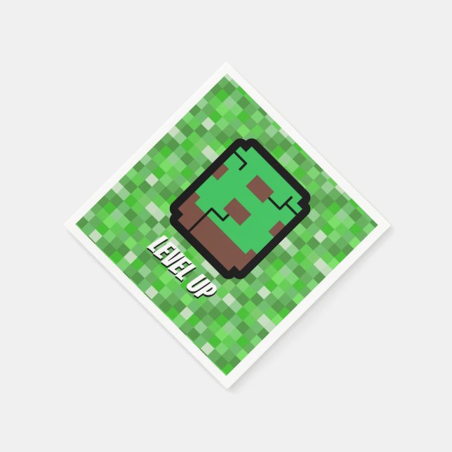 Serviette En Papier Pixelated Gamer Green Building Level Up 8 (Coin)