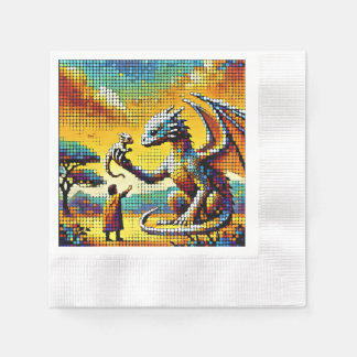 Serviette En Papier pixelated image of a dragon trainer