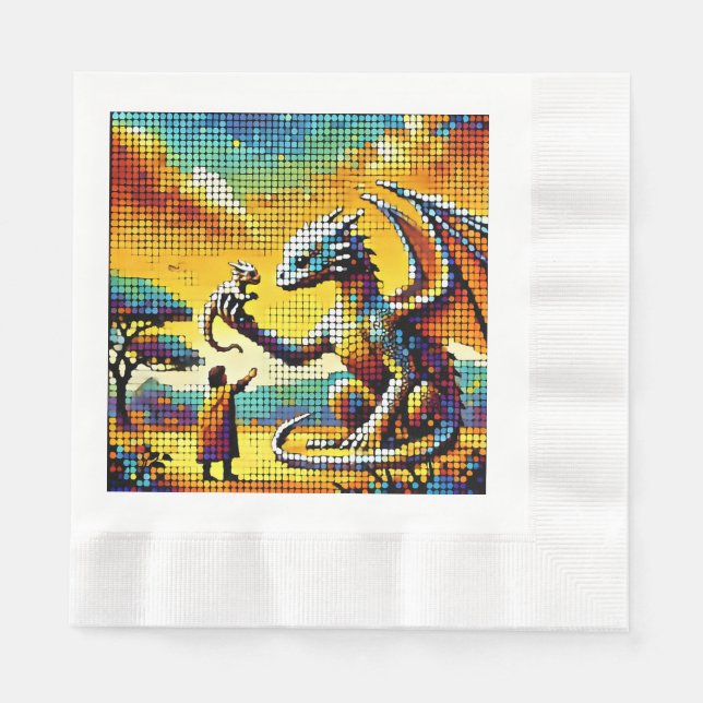Serviette En Papier pixelated image of a dragon trainer (Devant)