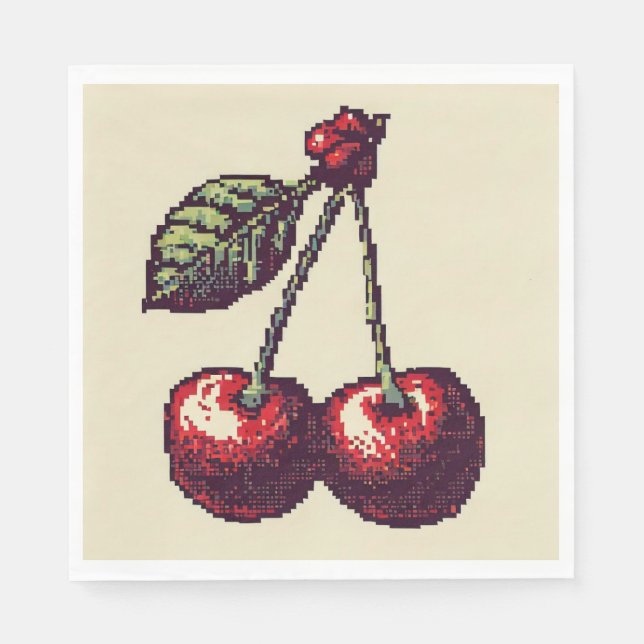 Serviette En Papier Pixels cerisiers (Devant)