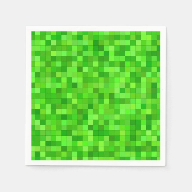 Serviette En Papier Pixels verts fête d'anniversaire (Devant)