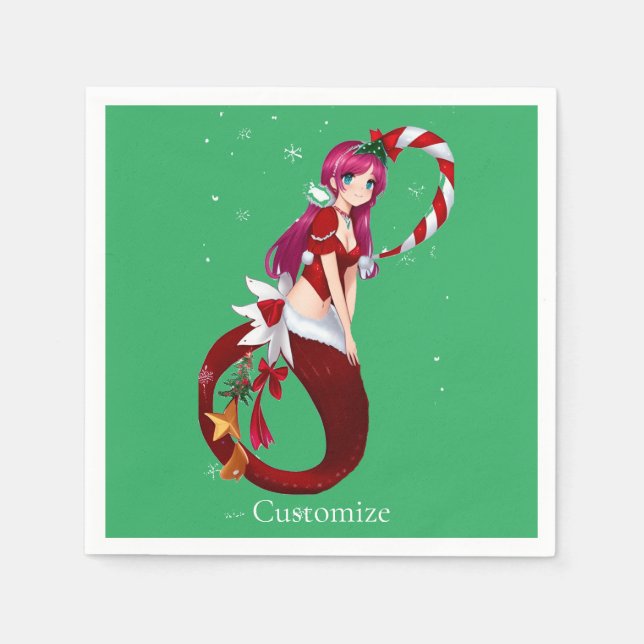 Serviette En Papier Pixie de Noël Mermaid Thunder_Cove (Devant)