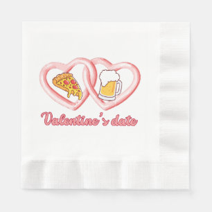 Serviette En Papier Pizza bière de date de la Saint-Valentin