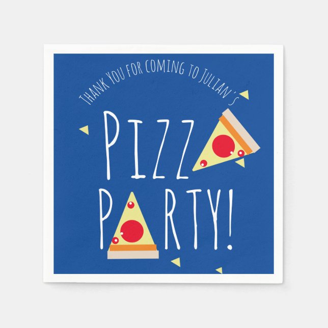 Serviette En Papier Pizza Bold Party d'anniversaire Restaurant  Bleu  (Devant)