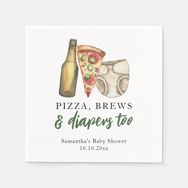 Serviette En Papier Pizza, Brebis et Diapers au Baby shower (Devant)
