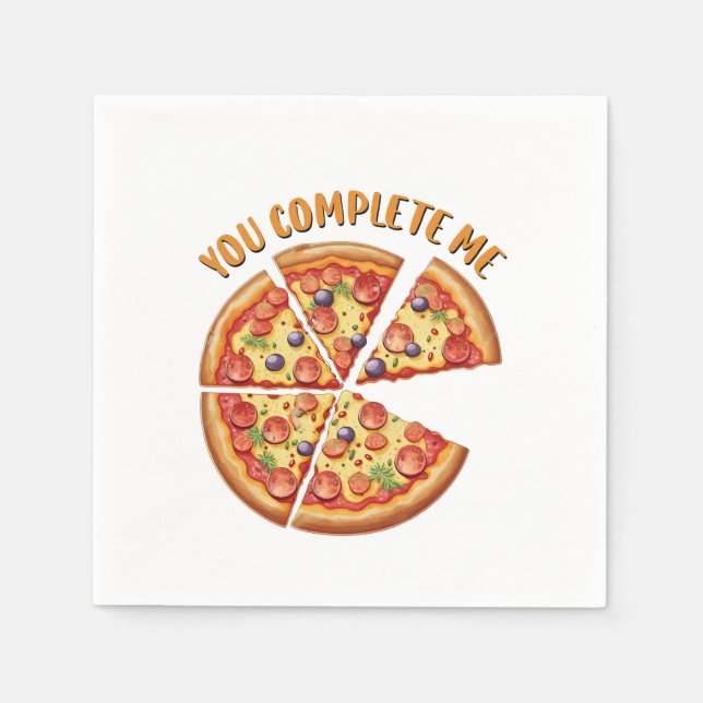 Serviette En Papier Pizza Cadeau Valentine Vous Me Complétez (Devant)