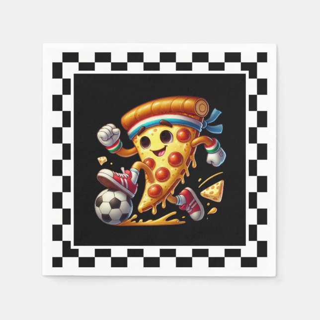 Serviette En Papier Pizza cool de football (Devant)