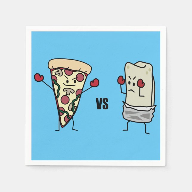 Serviette En Papier Pizza de pepperoni CONTRE le burrito : Mexicain (Devant)