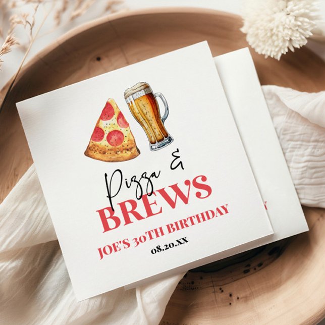 Serviette En Papier Pizza et brasse Bière Verre fête d'anniversaire (Créateur téléchargé)