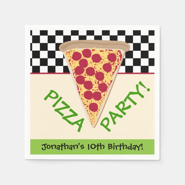 Serviette En Papier Pizza fête d'anniversaire pour enfants (Devant)