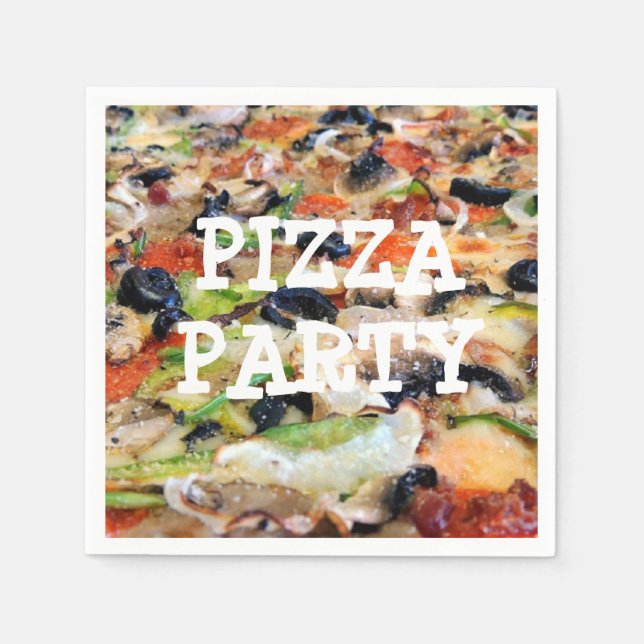 Serviette En Papier Pizza Party Anniversaire Papier (Devant)
