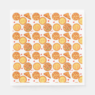 Serviette En Papier Pizza Peperroni, Fromage Et Margherita