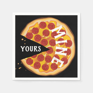 Serviette En Papier Pizza pepperoni drôle citation mignonne rouge noir
