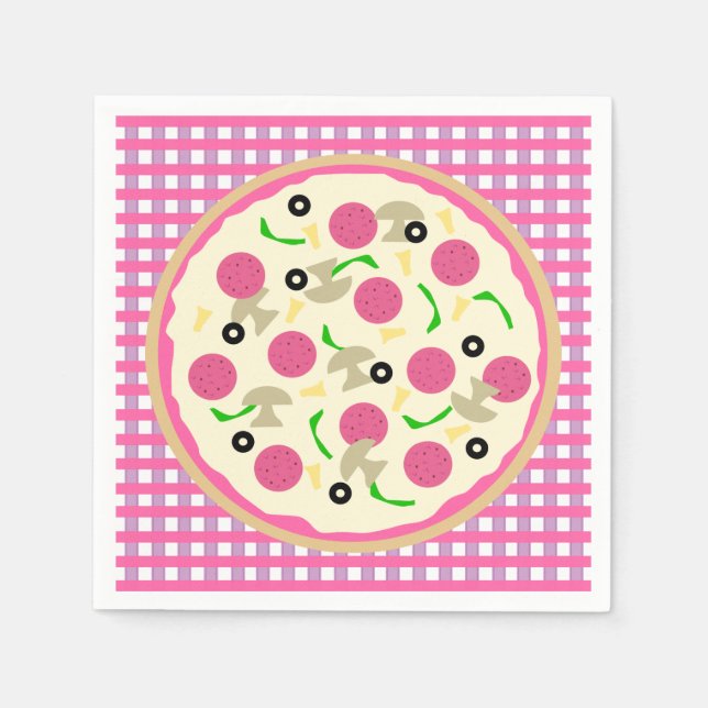 Serviette En Papier Pizza rose et violet (Devant)