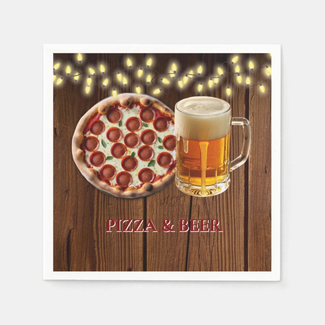 Serviette En Papier Pizza rustique & Baby shower de bière (Devant)