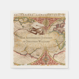 Serviette En Papier Plafond de diplôme Carte du monde Vintage Nom du m