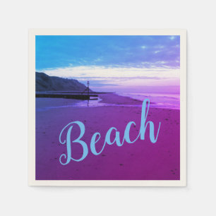 Serviette En Papier Plage à Mundesley, Norfolk en bleu et violet