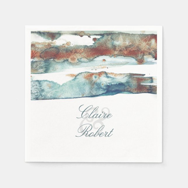 Serviette En Papier Plage Aquarelle moderne Mariage Starfish (Devant)