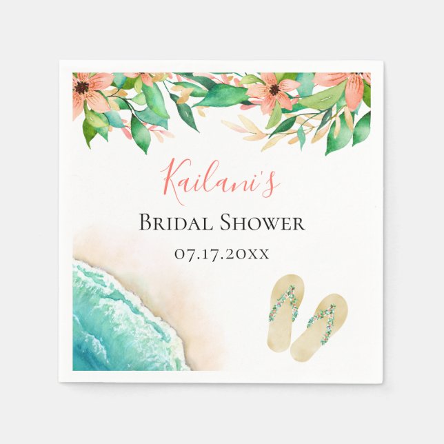 Serviette En Papier Plage Botanique Personnalisée (Devant)