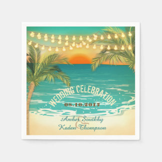 Serviette En Papier Plage coucher de soleil Mariage