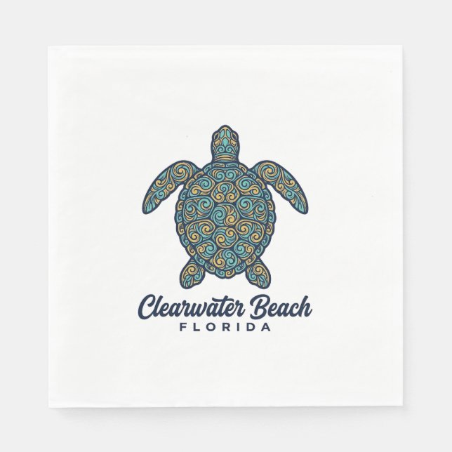 Serviette En Papier Plage de Clearwater Floride Tortue de mer Concepti (Devant)