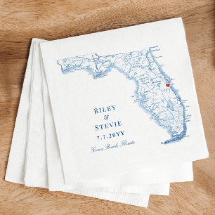 Serviette En Papier Plage de Cocoa Floride Carte Mariage élégant