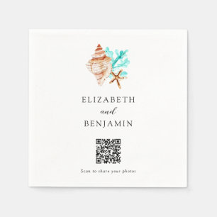 Serviette En Papier Plage de coquillages de mariage de code QR de part