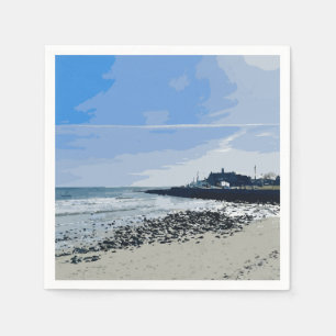 Serviette En Papier Plage de la ville de Narragansett, peinture de Rho