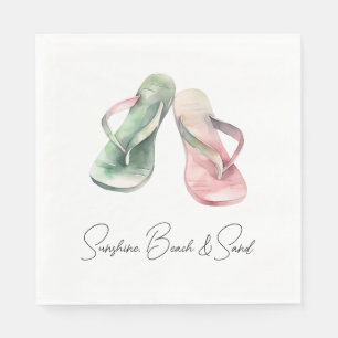 Serviette En Papier Plage de Mint Pink Sunshine Flip Flops