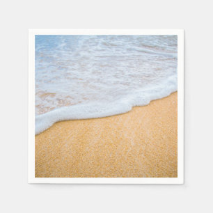 Serviette En Papier Plage de sable avec Surf en mousse Photo