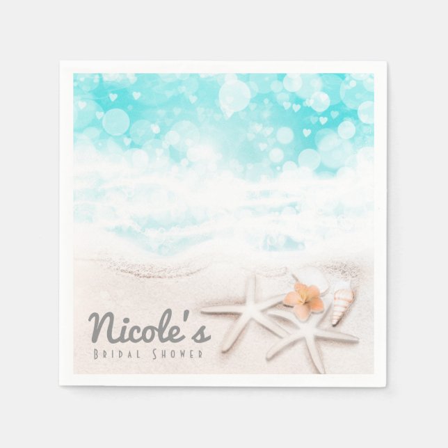 Serviette En Papier Plage de sable blanc Starfish Blue Ocean Custom Pa (Devant)