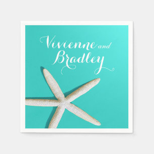 Serviette En Papier Plage de Starfish Fingers   sarcelle