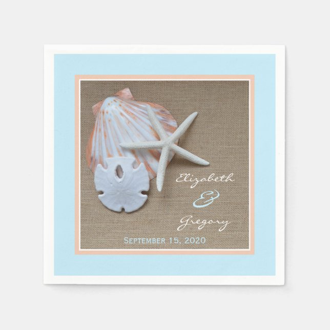 Serviette En Papier Plage et Burlap Mariage Papier Napkins (Devant)