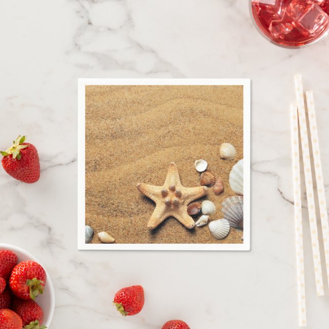 Serviette En Papier Plage Holiday Seashells (En situation)