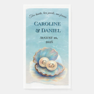 Serviette En Papier Plage Mariage Pearls Shell Elégant thème Océan