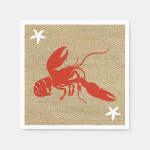 Serviette En Papier Plage nautique Homard & Starfish Faux Burlap