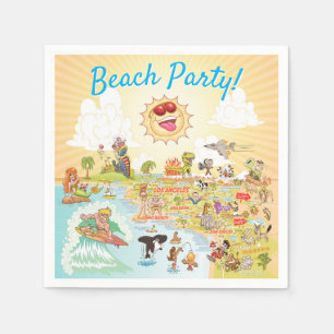 Serviette En Papier Plage Party Cartoon California Papier Napkin