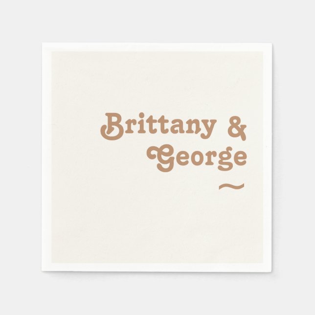 Serviette En Papier Plage Retro | Serviettes de Mariage ivoire (Devant)