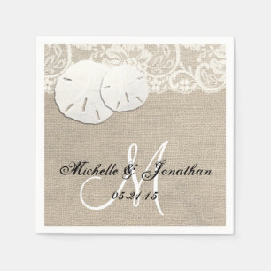 Serviette En Papier Plage Rustique Burlap Mariage dentelle Napkin