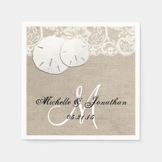 Serviette En Papier Plage Rustique Burlap Mariage dentelle Napkin (Devant)