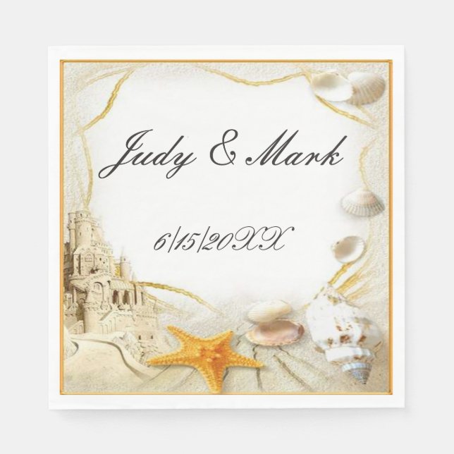 Serviette En Papier Plage Sand Castle Mariage Papier (Devant)