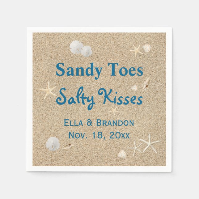 Serviette En Papier Plage Sandy Toes Salty Baisers Mariage Napkin (Devant)