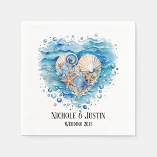 Serviette En Papier Plage Scène Starfish Mariage