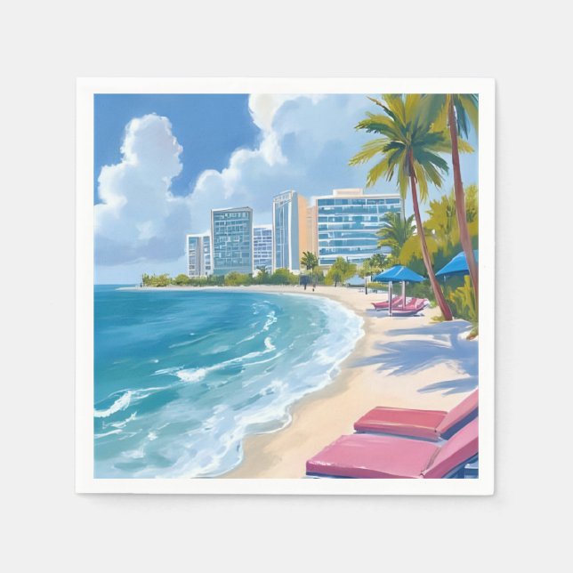 Serviette En Papier Plage Sud de Miami Floride (Devant)