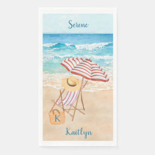 Serviette En Papier Plage tropicale aquarelle Personnaliser