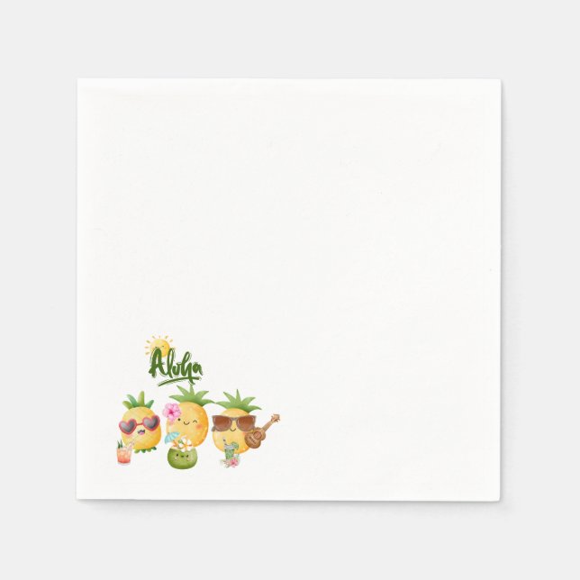 Serviette En Papier Plage tropicale Luau Pineapple Anniversaire (Devant)